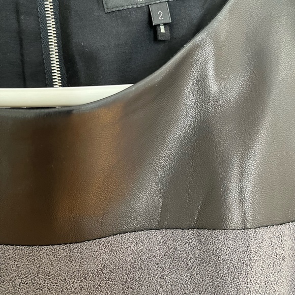 Rag & Bone Colorblock Shift Dress Lamb Leather, Size 2 Black/Grey Sleeveless - Picture 4 of 4